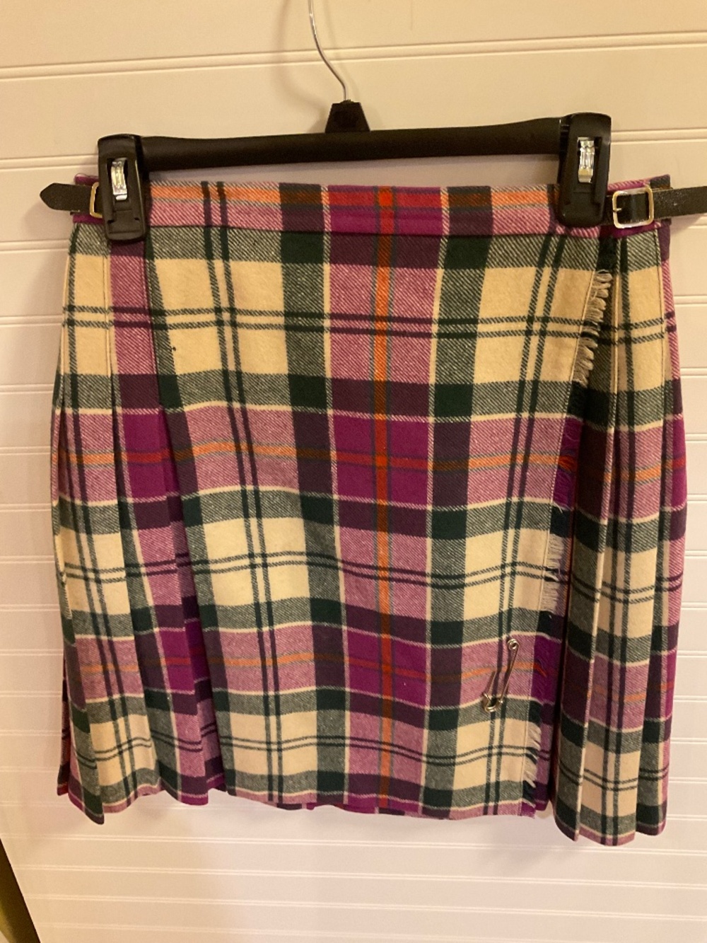 Vintage Laird-Portch Of Scotland Pure Wool Tartan Wrap Kilt Skirt. Pre-Owned